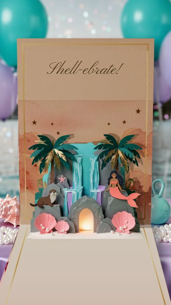 Mermaid Lagoon Happy Birthday card