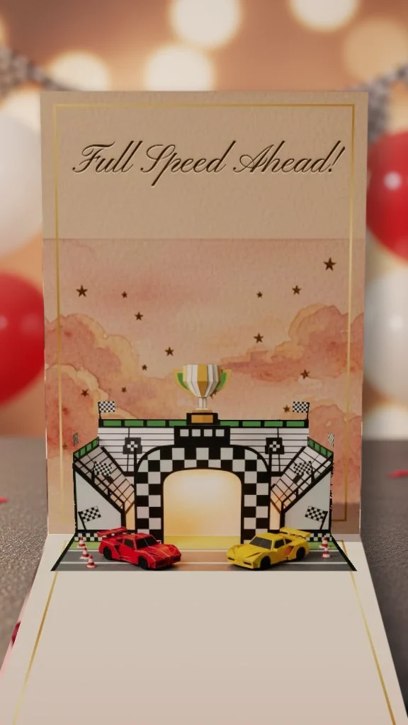 Race Car Rally Happy Birthday card