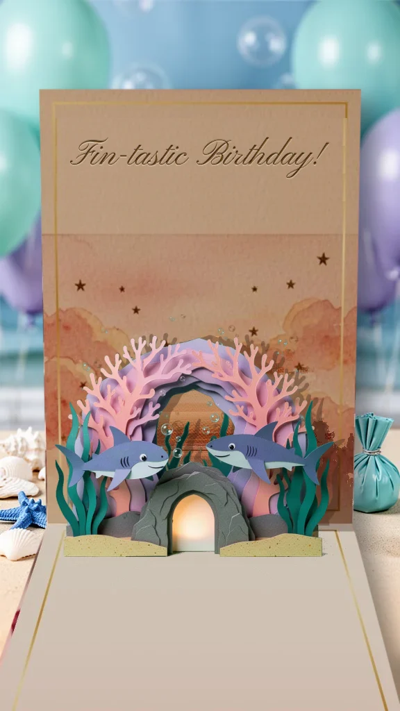 Shark Splash Happy Birthday card